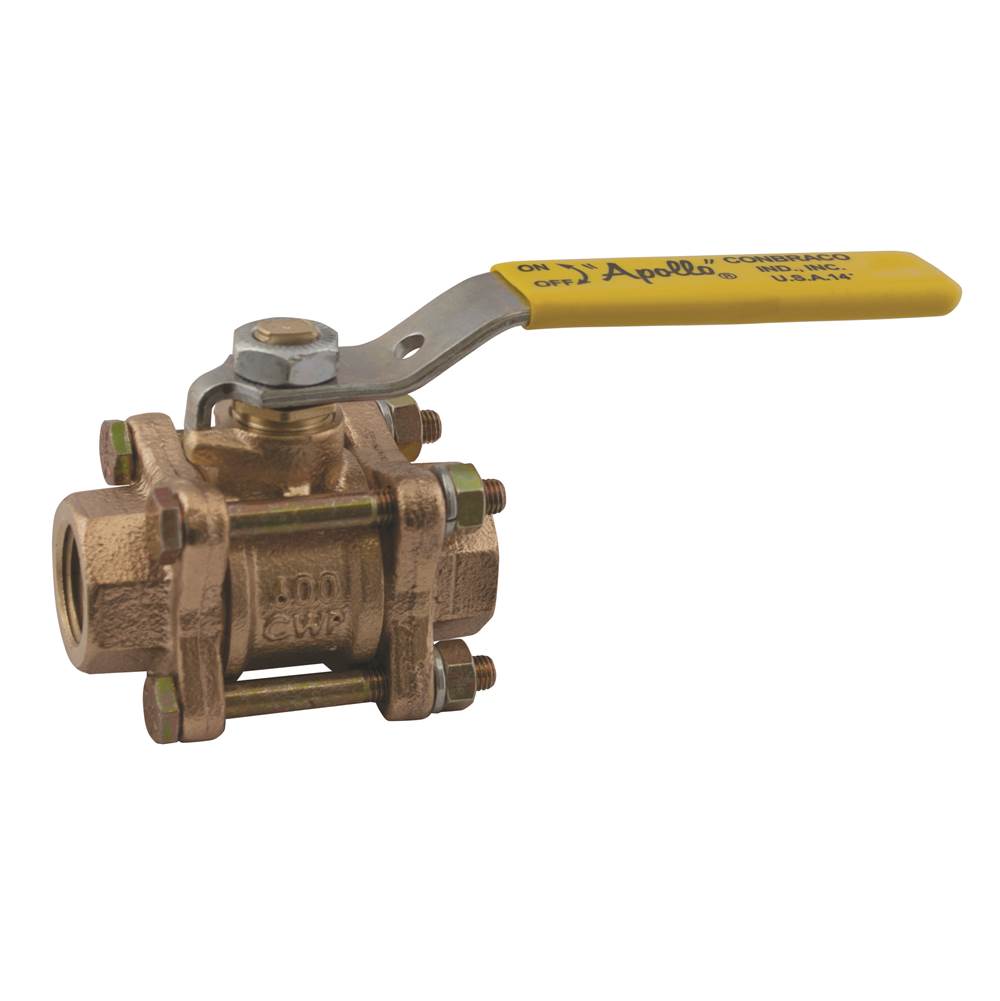 Apollo 3-Piece Full Port Bronze Ball Valve With 316 Ss Vented Ball And Stem, Therma-Seal 2-1/4'' Tee Handle 1/2'' (2 X Fnpt)