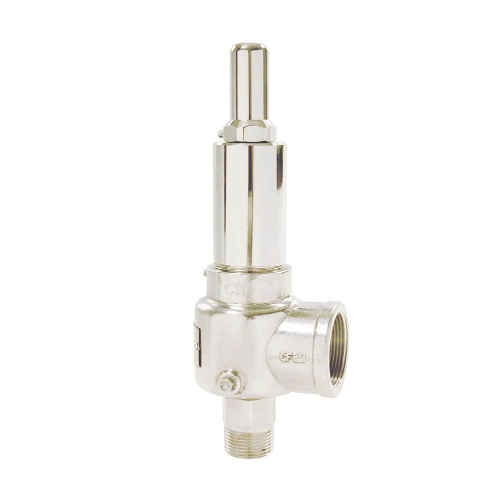 Apollo Sec Viii Air/Gas Stainless Steel Safety Relief Valve With Stainless Steel Trim, Screwed Cap, Pctfe Seat, Default Setting, 44 Psig, 1/2'' X 1'' (Mnpt X Fnpt)