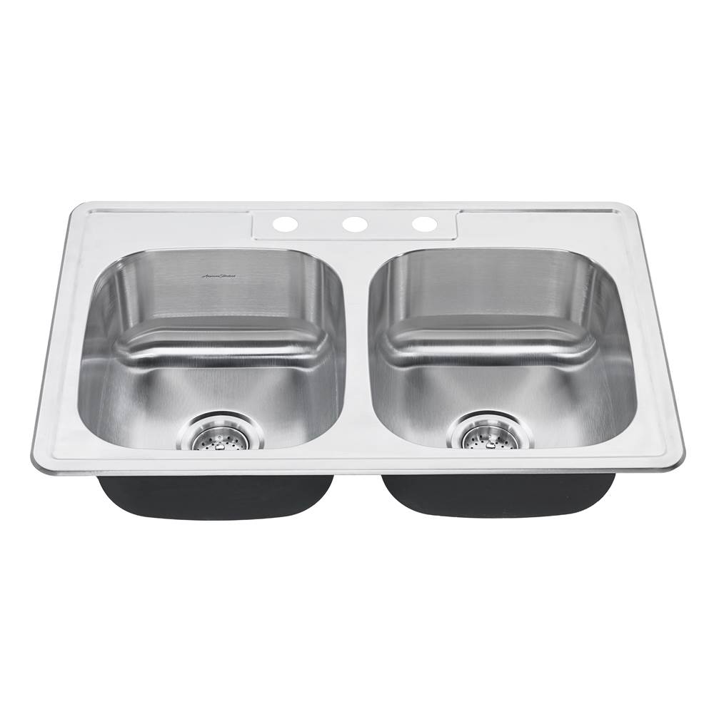 American Standard Colony® 33 x 22-Inch Stainless Steel 3-Hole Top Mount Double Bowl Kitchen Sink