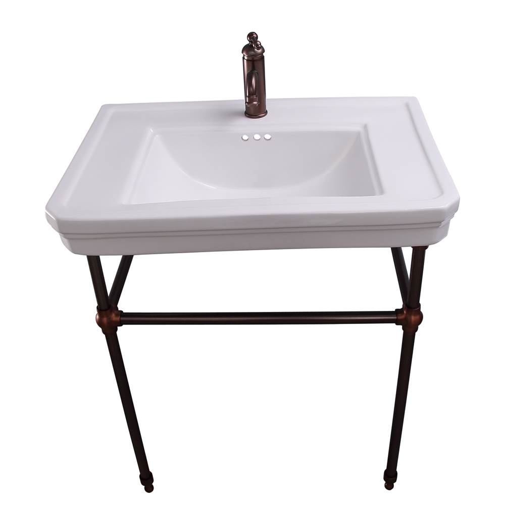 Barclay Drew 30'' Console w/Stand, White, 1 Faucet Hole,ORB Stand