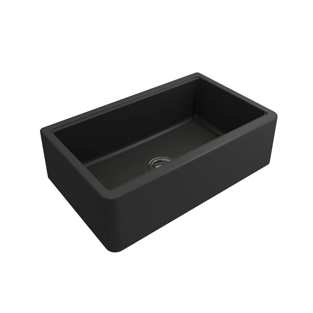 BOCCHI Arona Apron-Front 33 in. Single Bowl Granite Composite Kitchen Sink with Integrated Workstation and Accessories in Matte Black