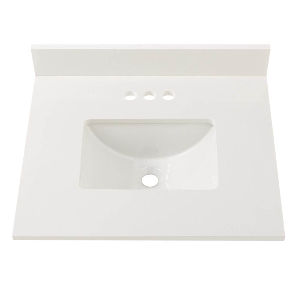 Cahaba Designs 25 in. x 22 in. Winter White Engineered Stone Vanity Top with Trough Basin and 4 in. Faucet Spread