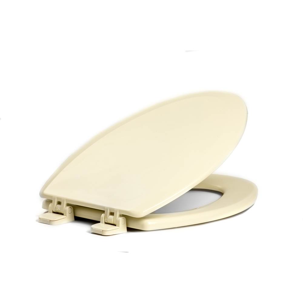 Centoco Deluxe Molded Wood Toilet Seat, Closed Front With Cover, Biscuit/Linen, Elongated Bowl.