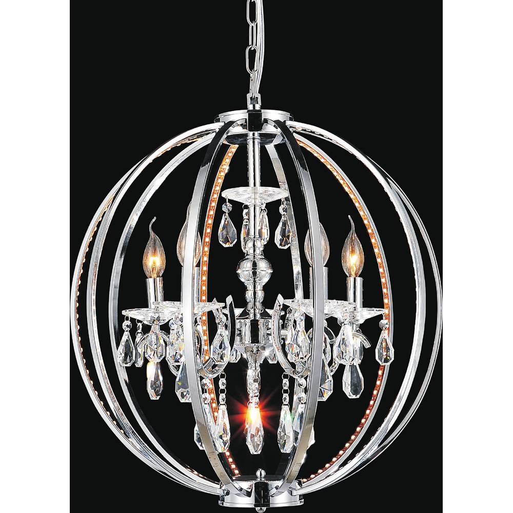 CWI Lighting Abia 5 Light Up Chandelier With Chrome Finish