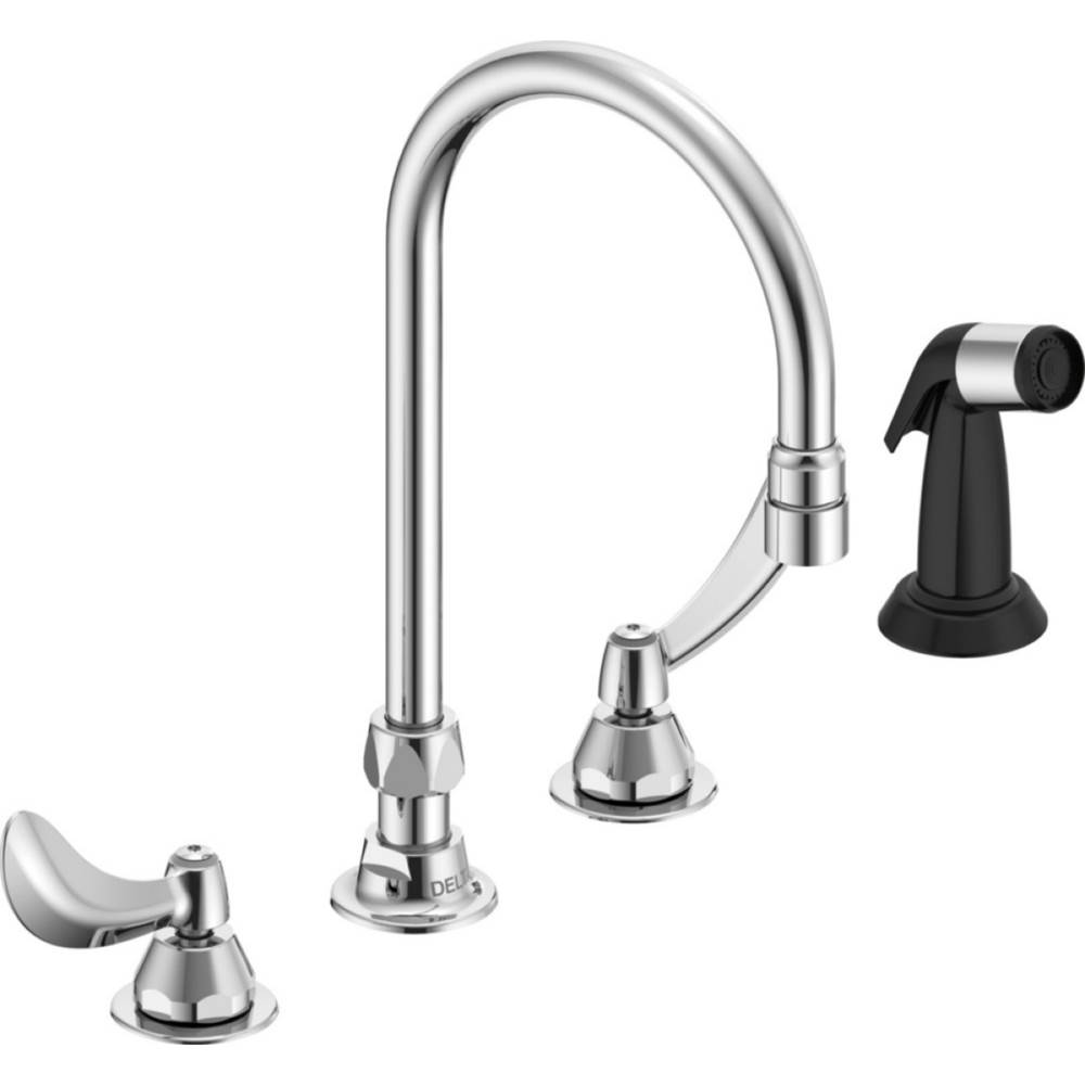 Delta Commercial Commercial 27C1 / 27C2: Two Handle 8'' Below Deck Mount Faucet with Hose and Spray