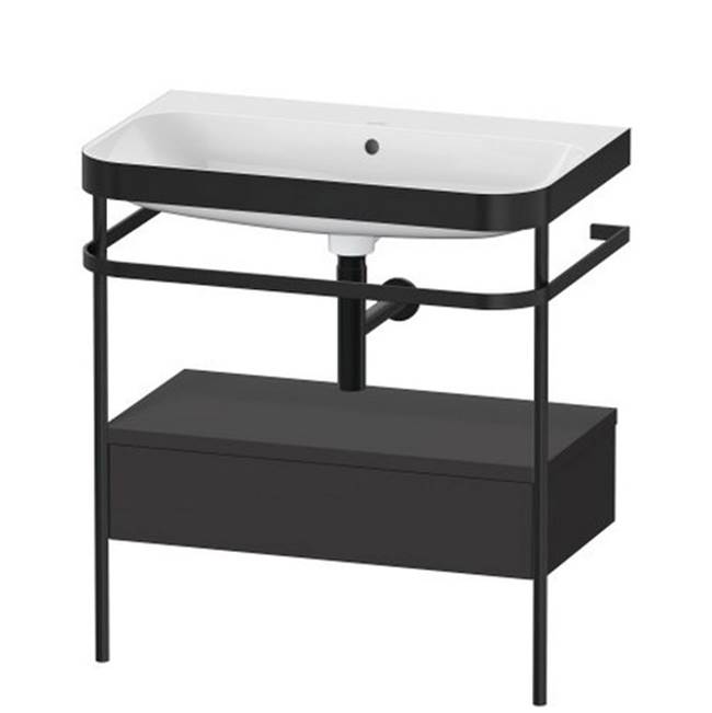 Duravit Happy D.2 Plus C-Bonded Vanity Kit with Sink and Metal Console Graphite