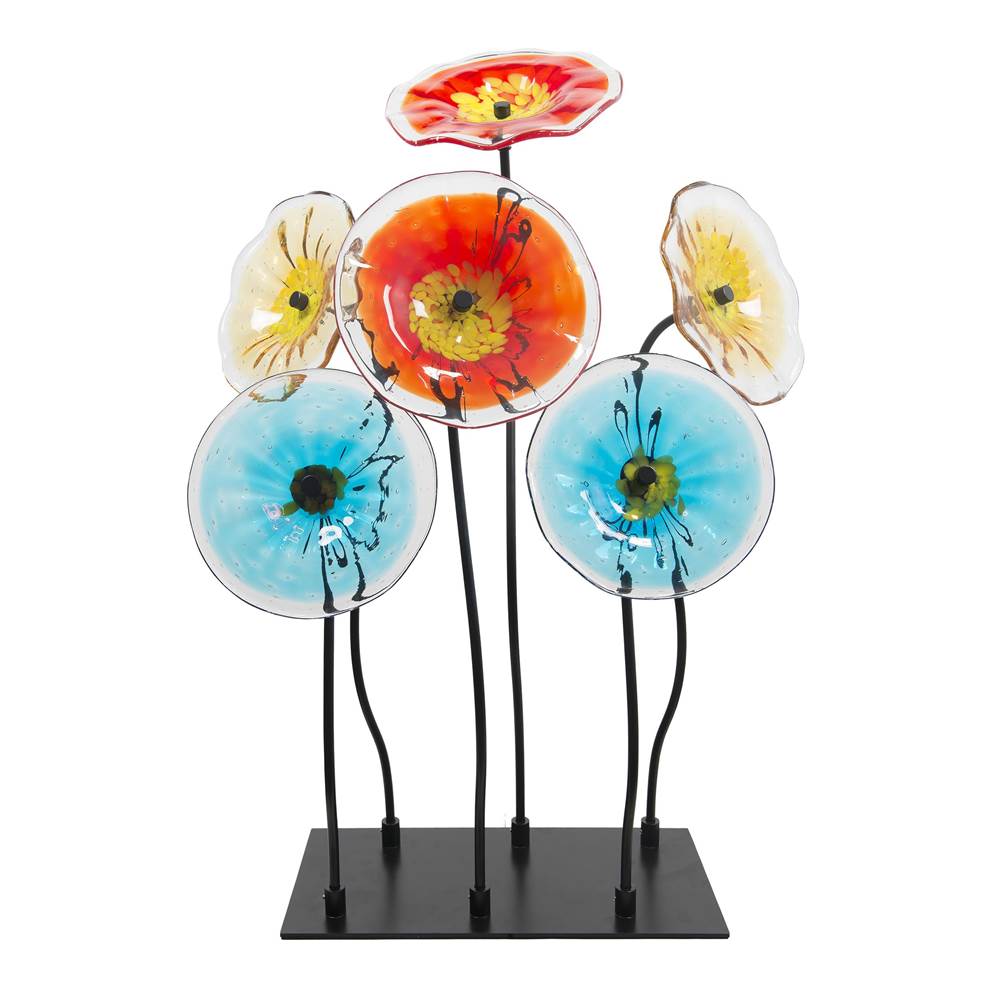 Dale Tiffany 6-Piece Flower Garden Handcrafted Art Glass Decor With Stand