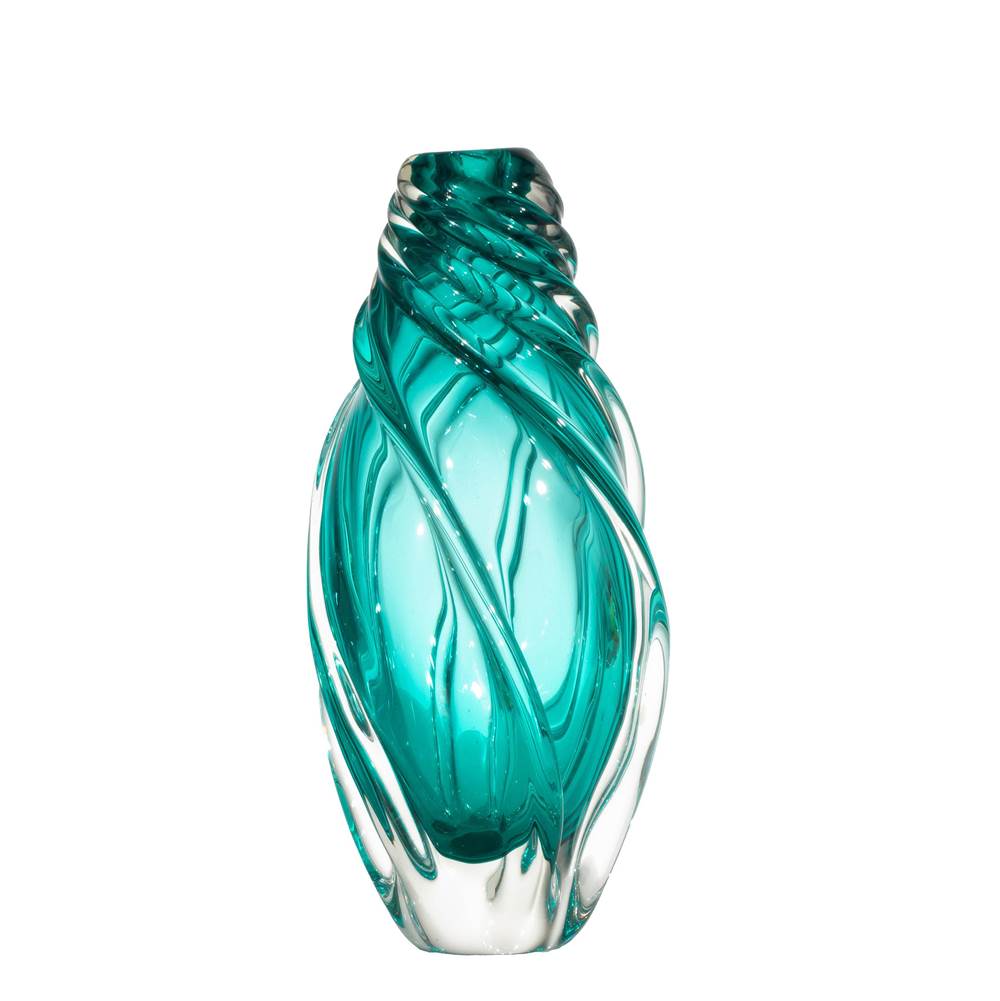 Dale Tiffany Aqua Swirl Hand Blown Art Glass Vase