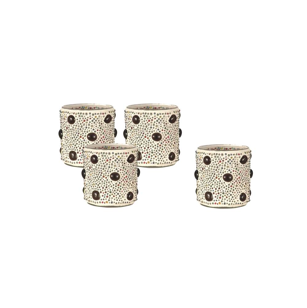Dale Tiffany Beaded Jewel 4-Piece Mosaic Candle Holder Set (Candles Not Included)