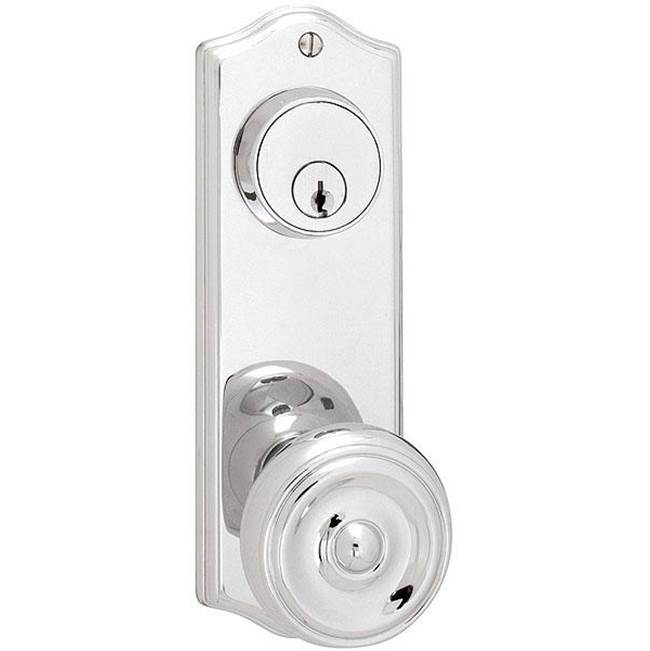 Emtek Weiser Keyway, Passage Double Keyed, Sideplate Locksets Colonial 3-5/8'' C-C, Ribbon and Reed Lever, US3