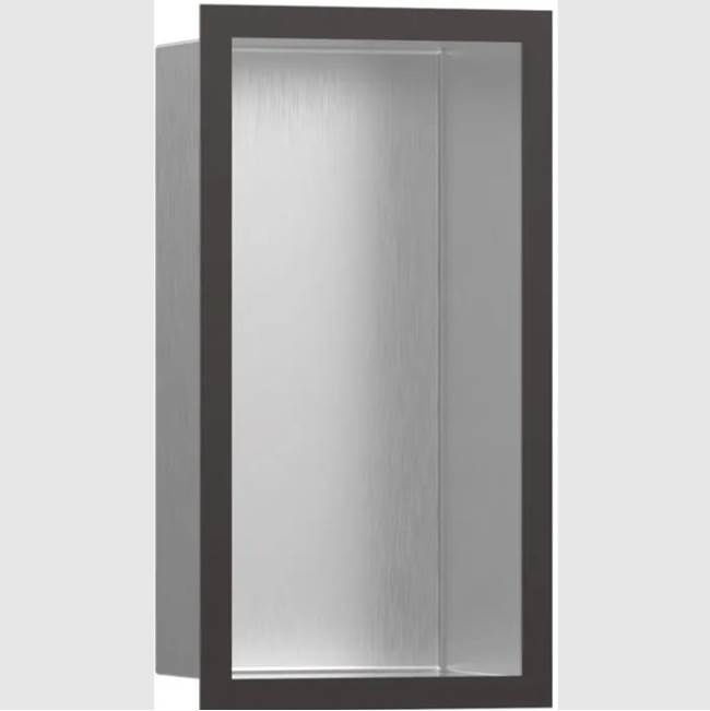 Hansgrohe XtraStoris Individual Wall Niche Brushed Stainless Steel with Design Frame 12''x 6''x 4''  in Brushed Black Chrome