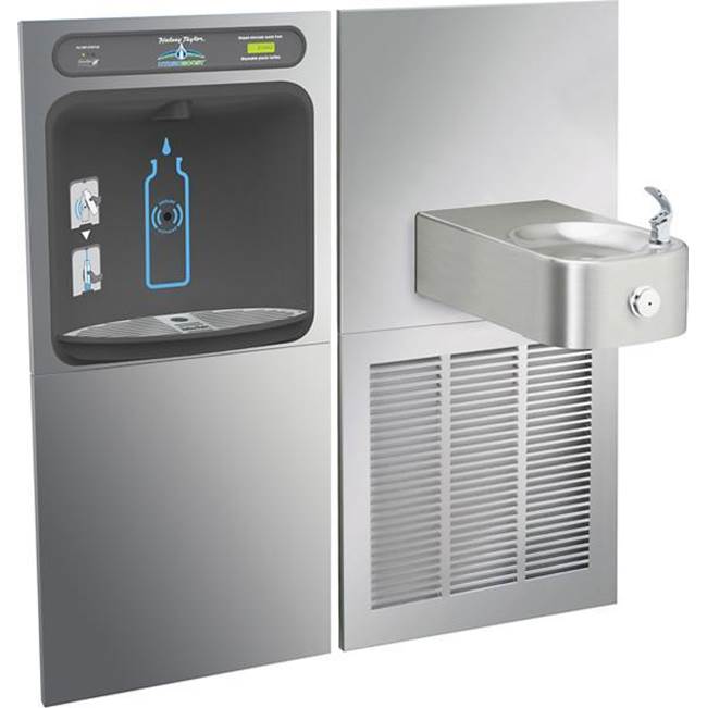 Halsey Taylor HydroBoost In-Wall Bottle Filling Station, and Contour Fountain, Filtered Refrigerated Stainless