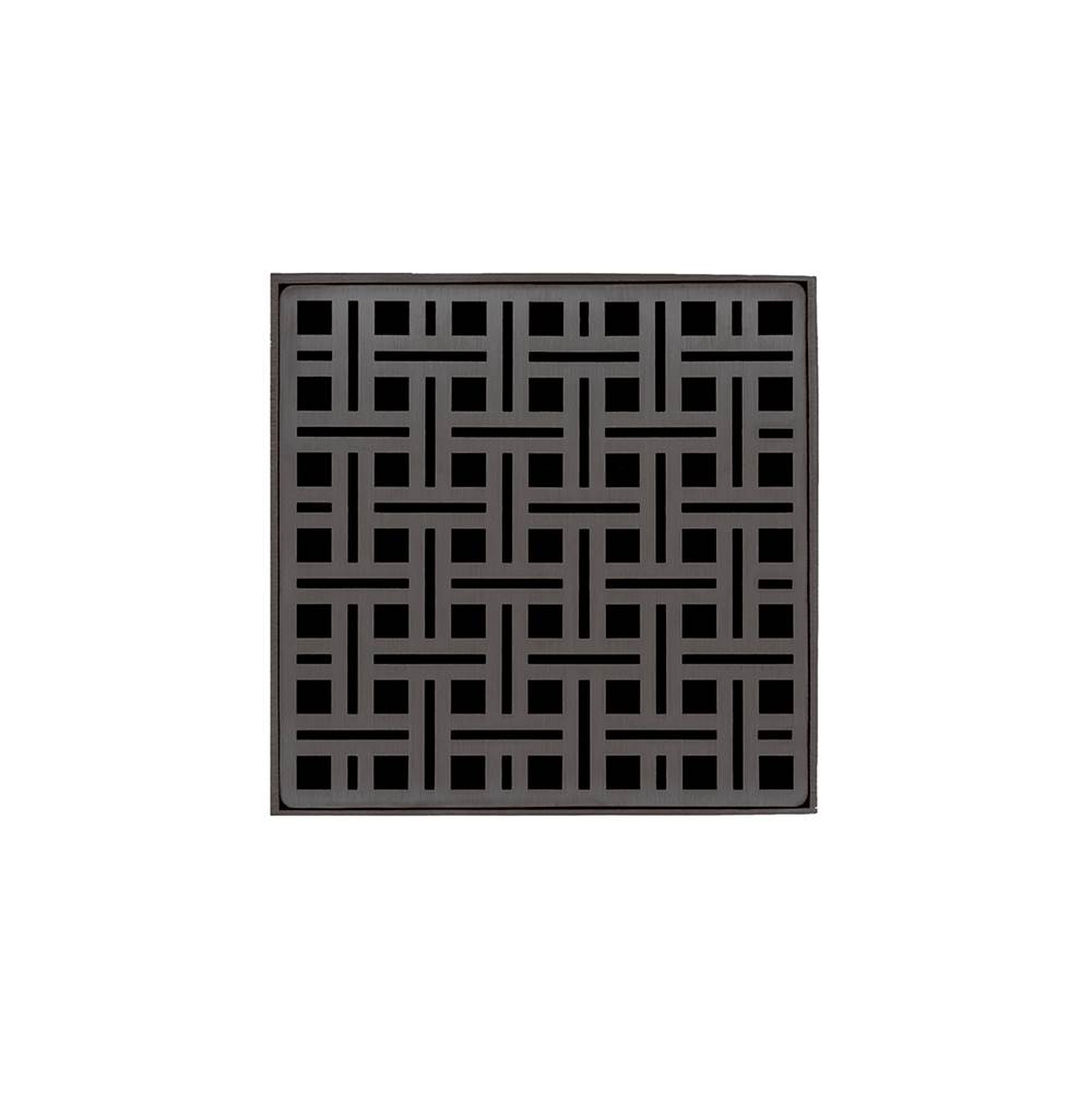 Infinity Drain 5'' x 5'' Strainer with Weave Pattern Decorative Plate and 2'' Throat in Oil Rubbed Bronze for VD 5