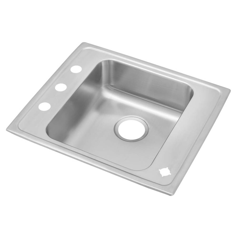 Just Manufacturing Stainless Steel 22'' x 19-1/2'' x 6-1/2'' FR4-Hole Single Bowl Drop-in Classroom ADA Sink w/L and R Faucet Decks