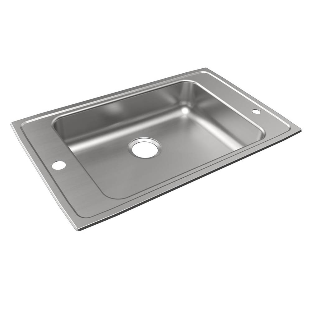 Just Manufacturing Stainless Steel 31'' x 19-1/2'' x 4-1/2'' 4-Hole Single Bowl Drop-in Classroom ADA Sink w/L and R Faucet Decks