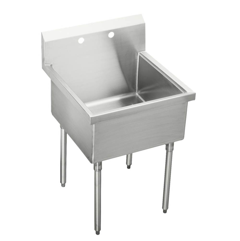 Just Manufacturing Stainless Steel 33'' x 27-1/2'' x 14'' Floor Mount Single 2-Hole Scullery Sink w/coved corners