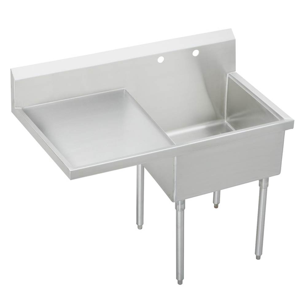Just Manufacturing Stainless Steel 49-1/2'' x 27-1/2'' x 14'' Floor Mount Single Compartment 0-Hole Scullery Sink w/Left Drainboard