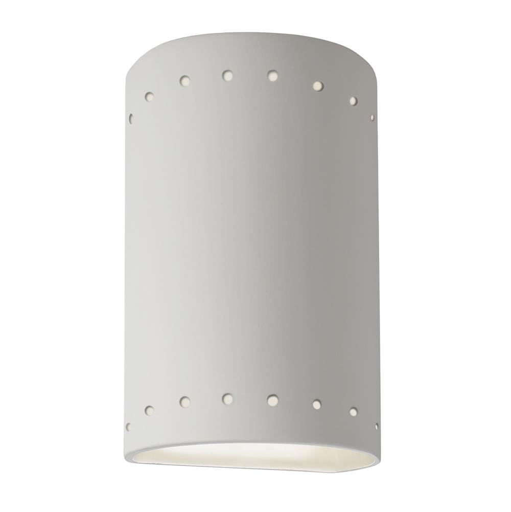 Justice Design Small LED Cylinder w/ Perfs - Closed Top in Canyon Clay