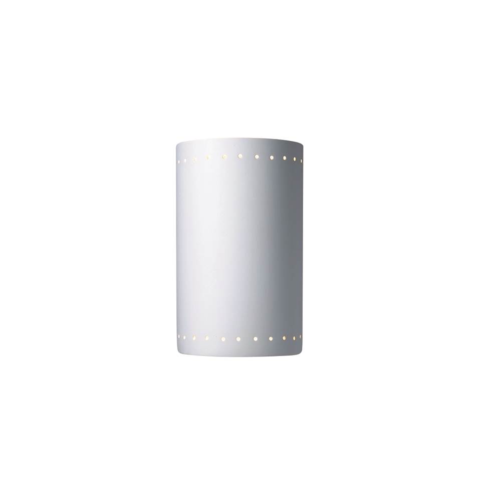 Justice Design Large ADA LED Cylinder w/ Perfs - Open Top and Bottom in Matte White with Champagne Gold internal finish