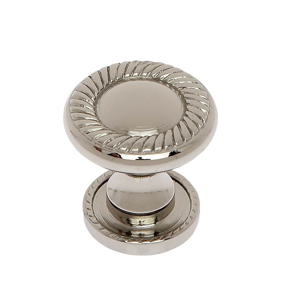 JVJ Hardware Classic Collection Polished Nickel Finish 31 mm Rope Knob w/Back Plate, Composition Solid Brass