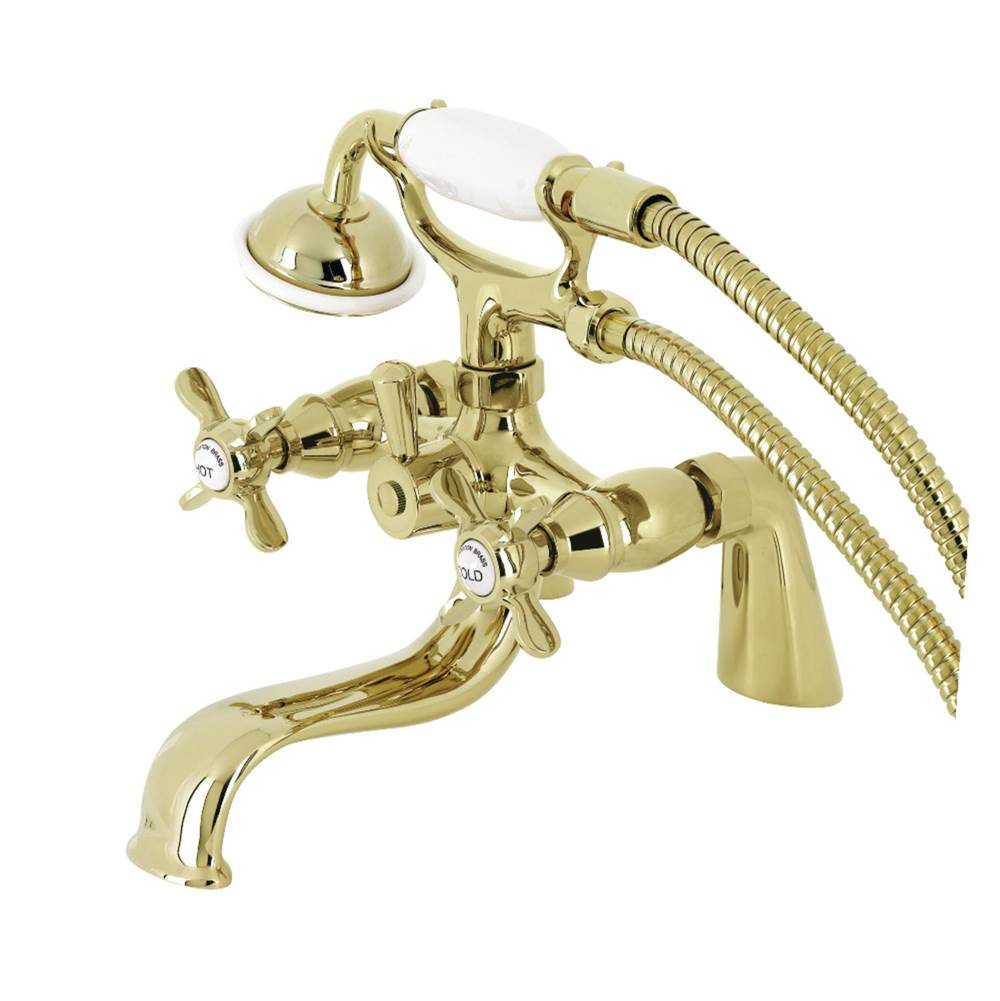Kingston Brass Essex Deck Mount Clawfoot Tub Faucet with Hand Shower, Polished Brass