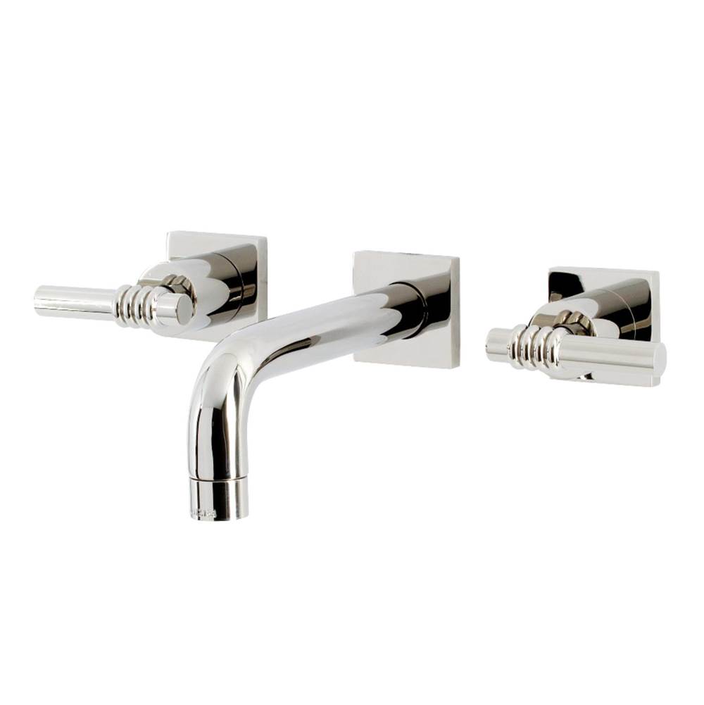 Kingston Brass Milano Two-Handle Wall Mount Bathroom Faucet, Polished Nickel