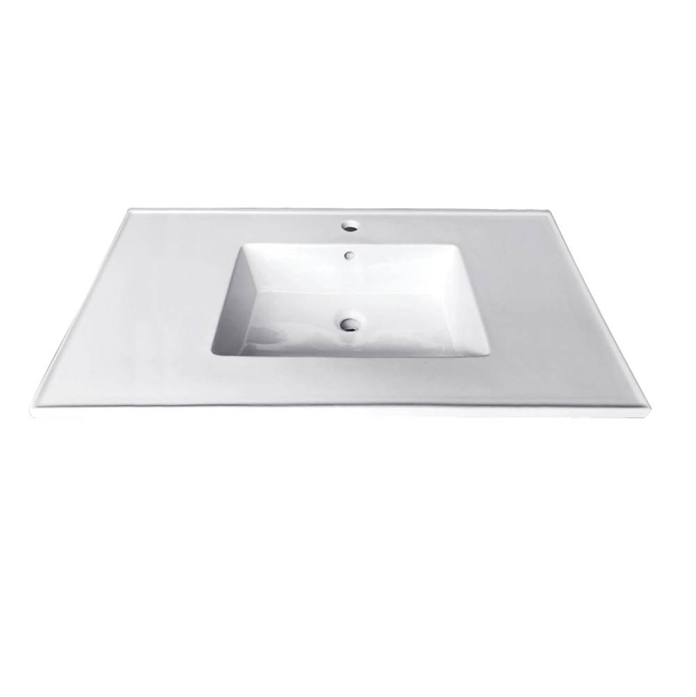 Kingston Brass Fauceture Continental 31-Inch Ceramic Vanity Top, 1-Hole, White