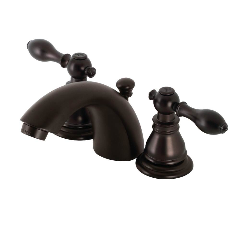 Kingston Brass American Classic Mini-Widespread Bathroom Faucet with Plastic Pop-Up, Oil Rubbed Bronze