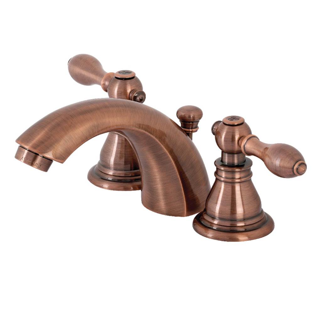Kingston Brass American Classic Mini-Widespread Bathroom Faucet with Plastic Pop-Up, Antique Copper