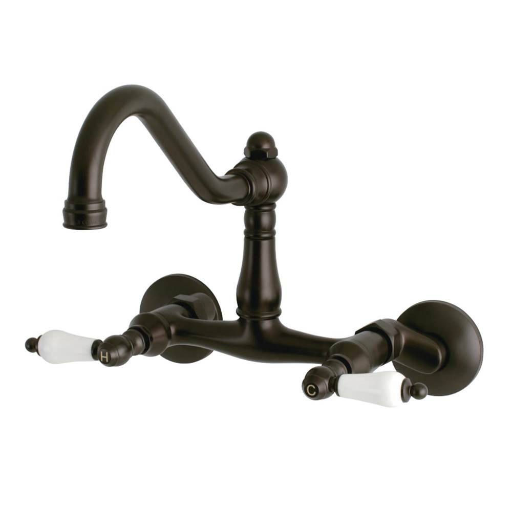 Kingston Brass Vintage 6'' Adjustable Center Wall Mount Kitchen Faucet, Oil Rubbed Bronze