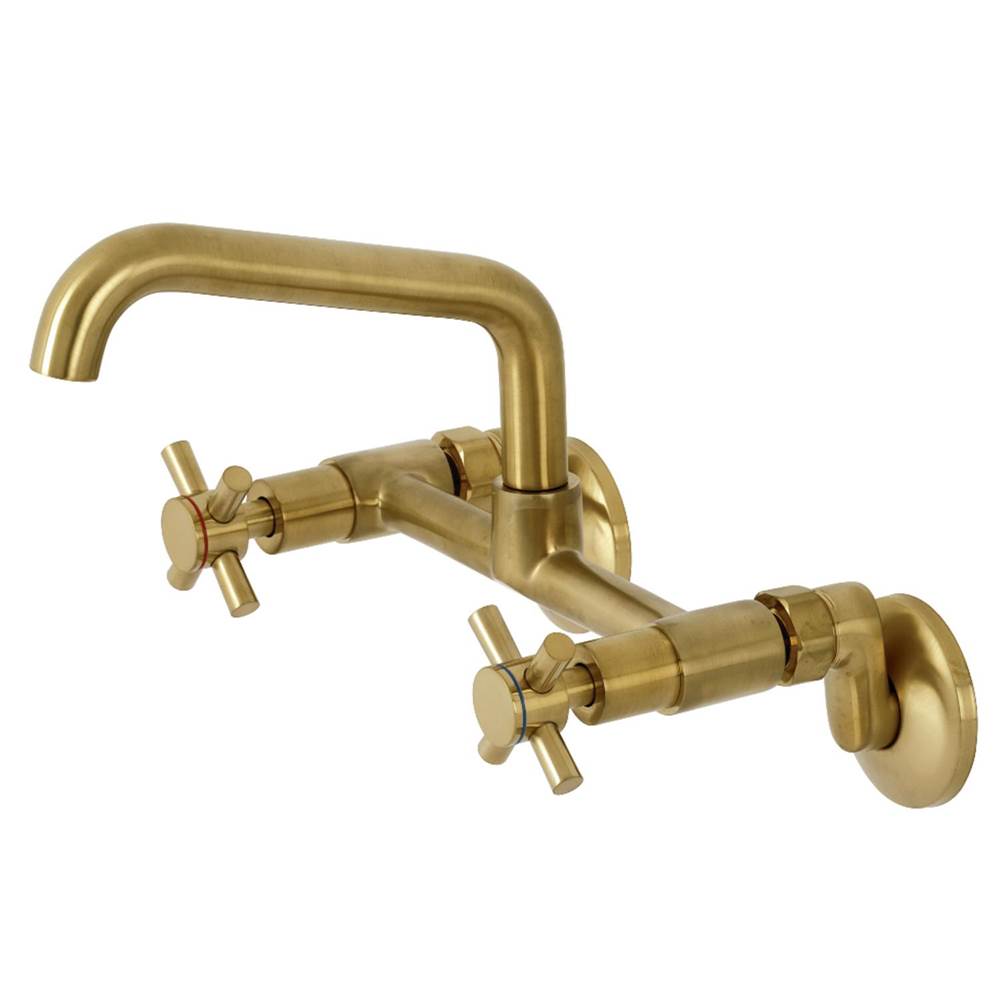 Kingston Brass Concord Two-Handle Wall-Mount Kitchen Faucet, Brushed Brass