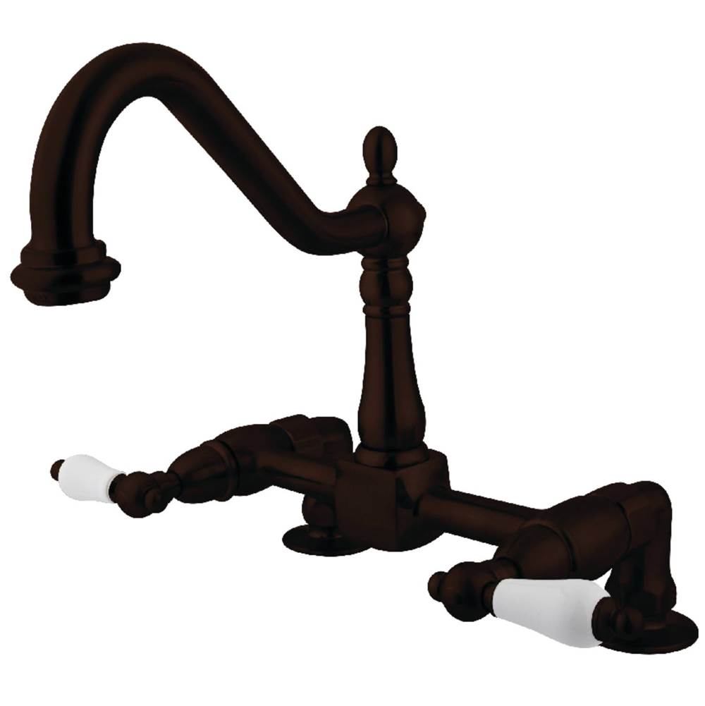 Kingston Brass Heritage Two-Handle Bridge Kitchen Faucet, Oil Rubbed Bronze