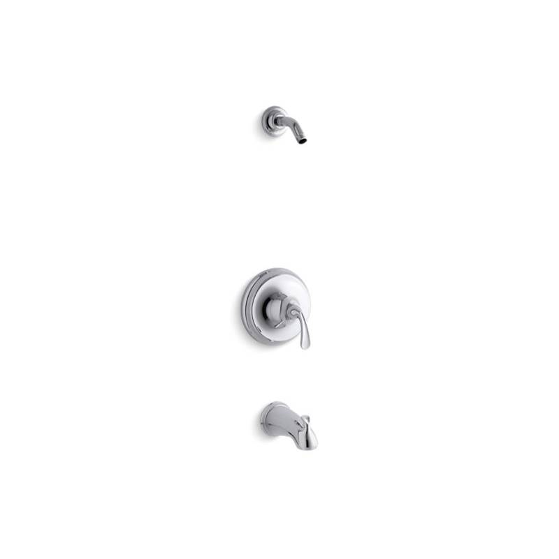 Kohler Forte® Sculpted Sculpted Rite-Temp(R) bath and shower valve trim with slip-fit spout, less showerhead