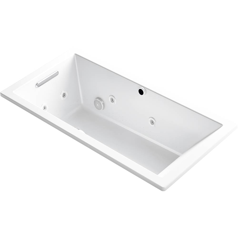 Kohler Underscore Rectangle 60-in X 30-in Heated Bubblemassage Air Bath With Whirlpool, Reversible Drain