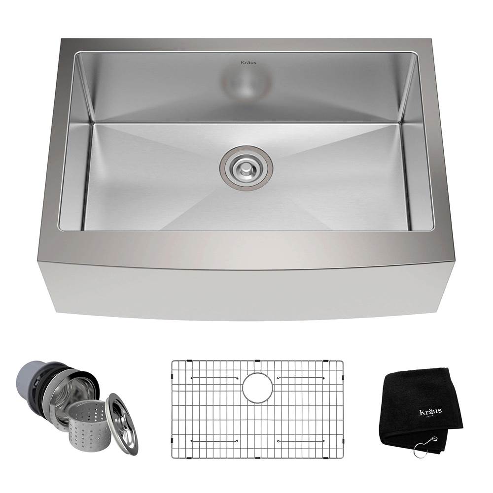 Kraus Standart PRO 30-inch 16 Gauge Single Bowl Stainless Steel Farmhouse Kitchen Sink