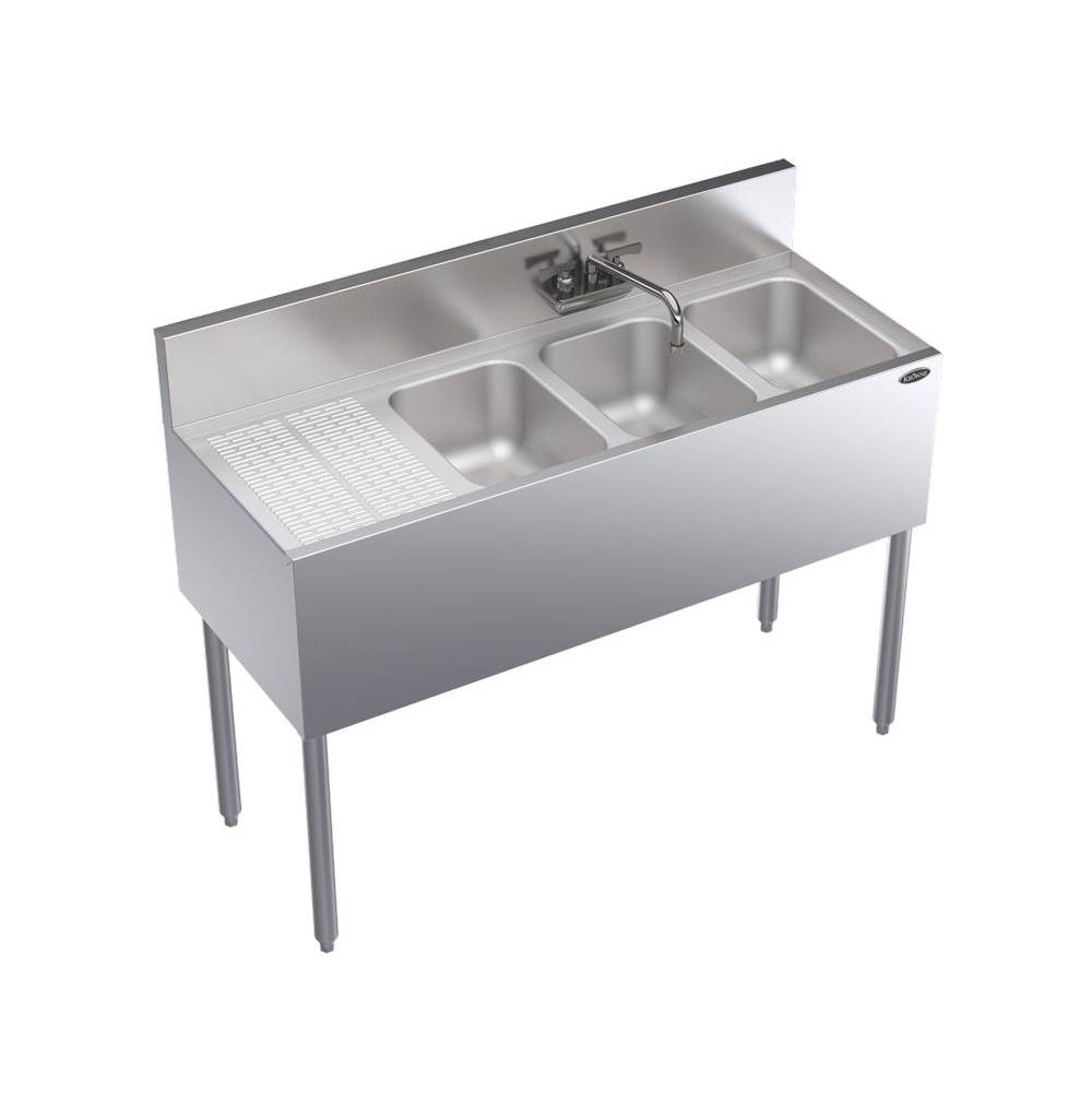 Krowne Krowne Royal Series 4''W X 19''D Three Compartment Bar Sink, Royal Fct and Drains Included