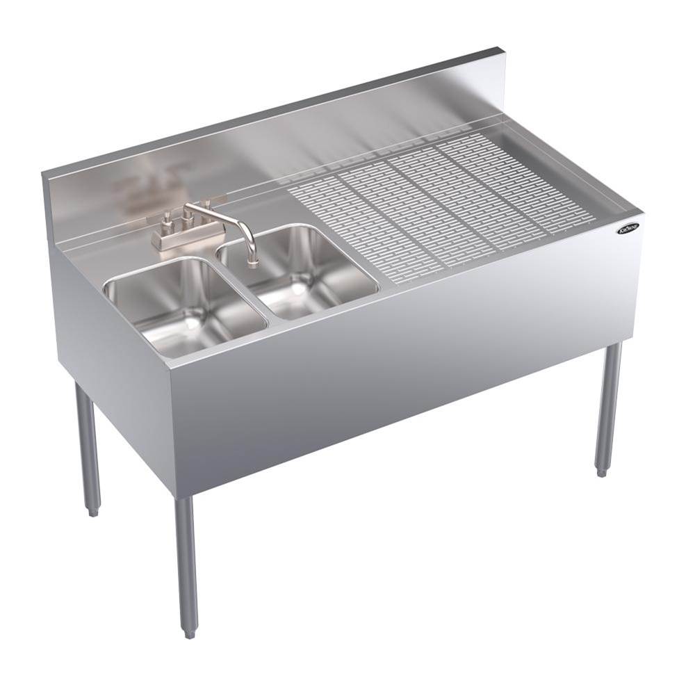 Krowne Krowne Royal 2400  Series, 48'' Two Compartment Underbar Sink With Bowls On Left. 24'' Deep