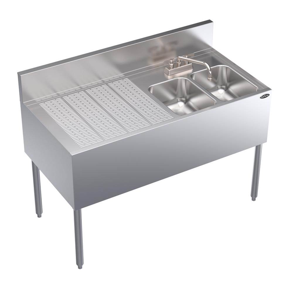 Krowne Krowne Royal 2400  Series, 48'' Two Compartment Underbar Sink With Bowls On Right. 24'' Deep