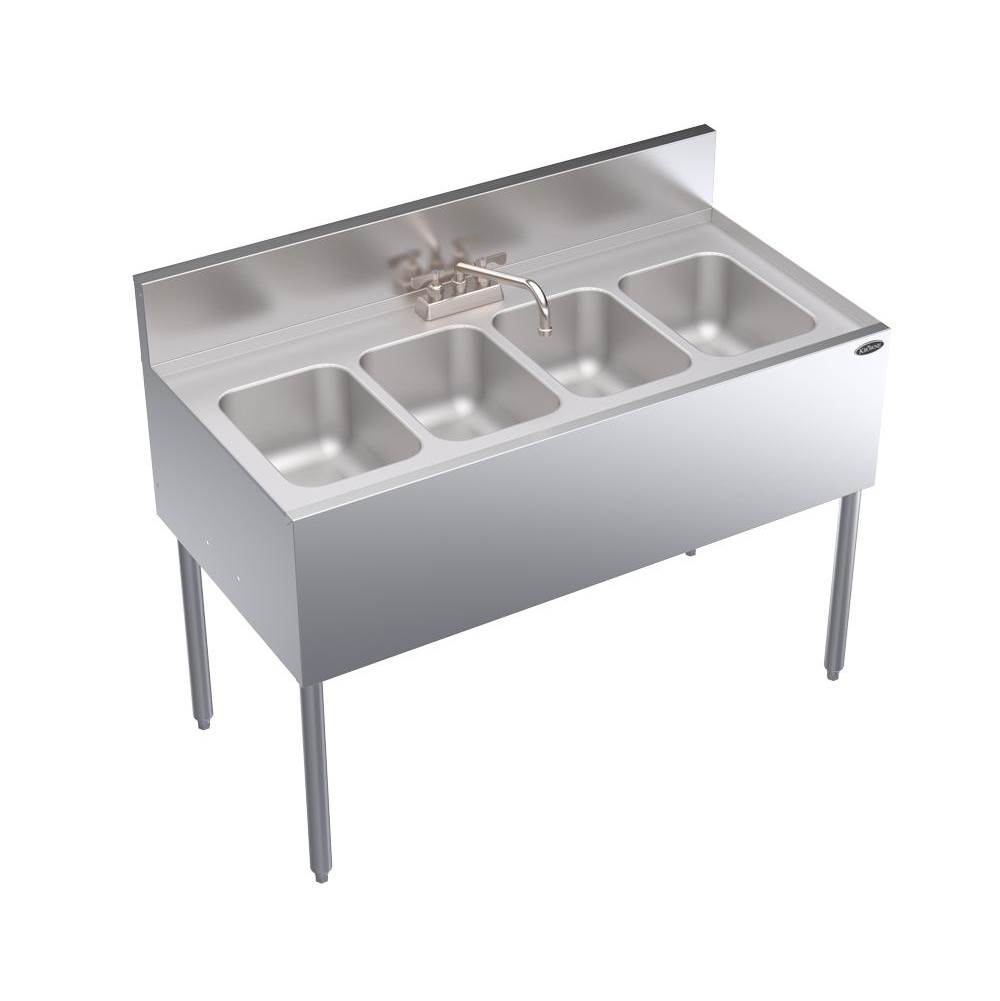 Krowne Krowne Royal 1800 Series 48'' Four Compartment Underbar Sink. 24'' Front To Back
