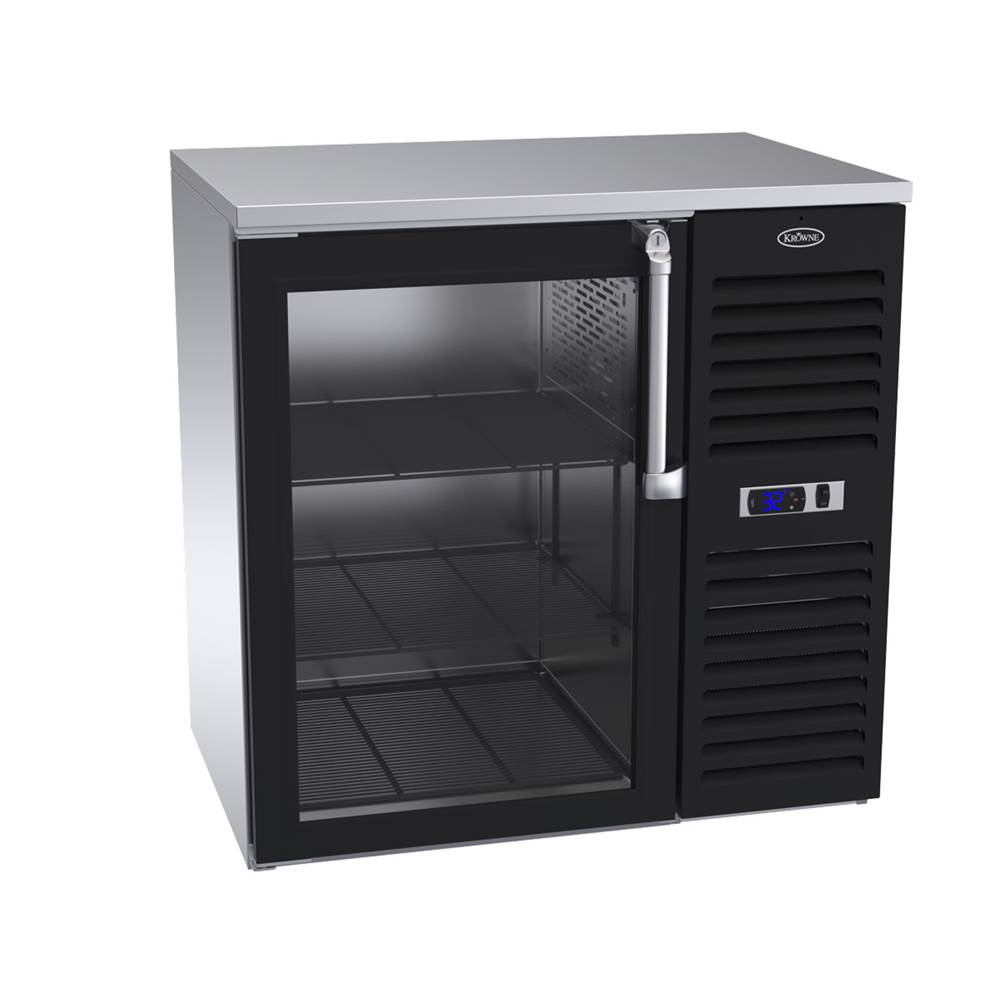 Krowne Krowne Royal 36'' Self Contained Refrig Backbar Right Cabinet With Bv Left Glass Door And Ss Top