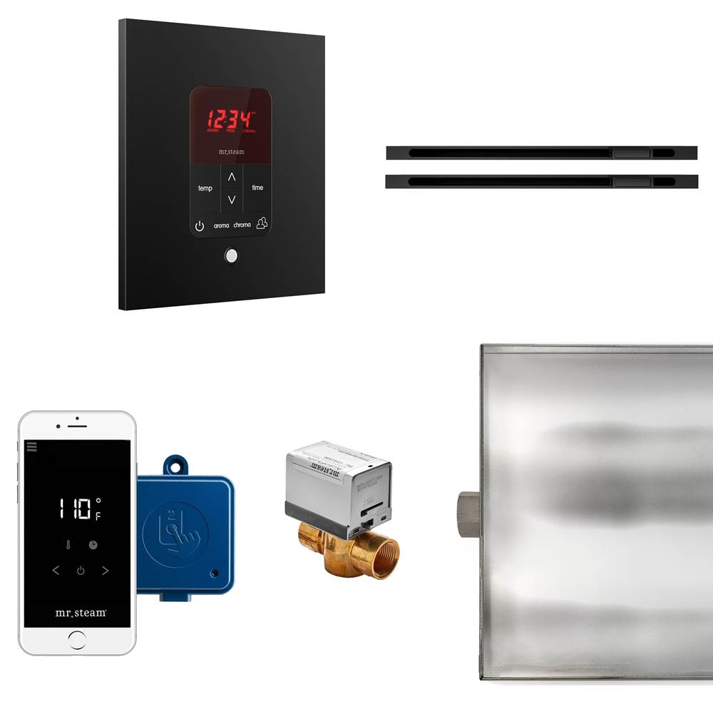 Mr. Steam Butler Max Linear Steam Shower Control Package with iTempoPlus Control and Linear SteamHead in Square Matte Black