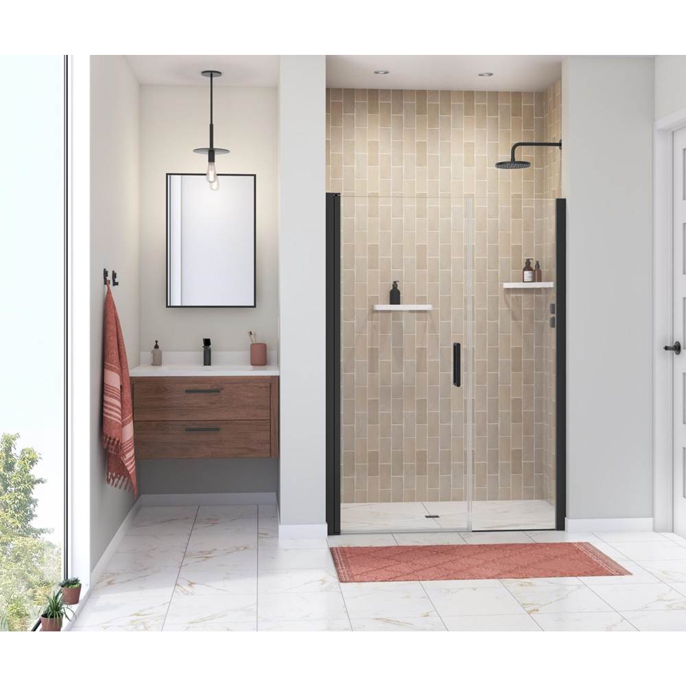 Maax Manhattan 49-51 x 68 in. 6 mm Pivot Shower Door for Alcove Installation with Clear glass & Round Handle in Matte Black