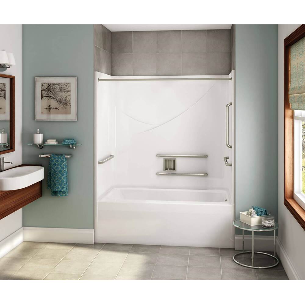 Maax OPTS-6032 - ANSI Grab Bars AcrylX Alcove Right-Hand Drain One-Piece Tub Shower in White