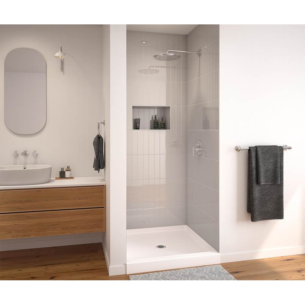 Maax SPL 3838 AcrylX Alcove Shower Base with Center Drain in Biscuit