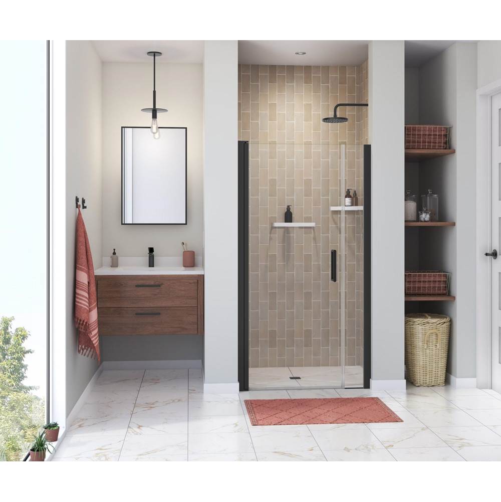 Maax Manhattan 39-41 x 68 in. 6 mm Pivot Shower Door for Alcove Installation with Clear glass & Round Handle in Matte Black