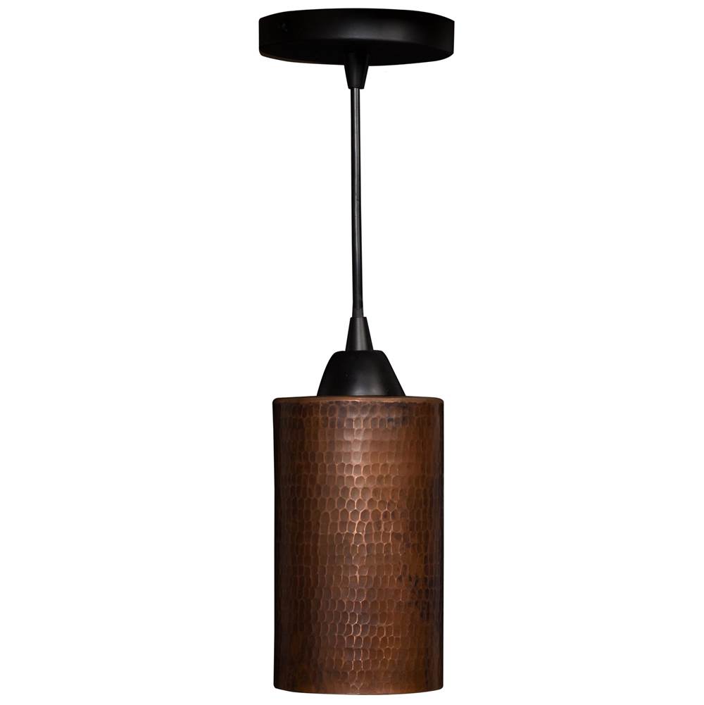 Premier Copper Products Hand Hammered Copper 4'' Round Cylinder Pendant Light