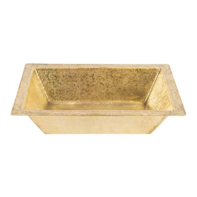 Premier Copper Products 17'' Rectangle Under Counter Terra Firma Brass Bathroom Sink in Polished Brass