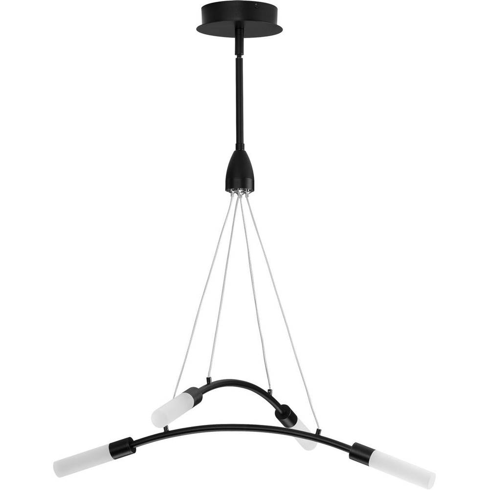 Progress Lighting Kylo LED Collection Four-Light Matte Black and Frosted Acrylic Modern Style Chandelier Light