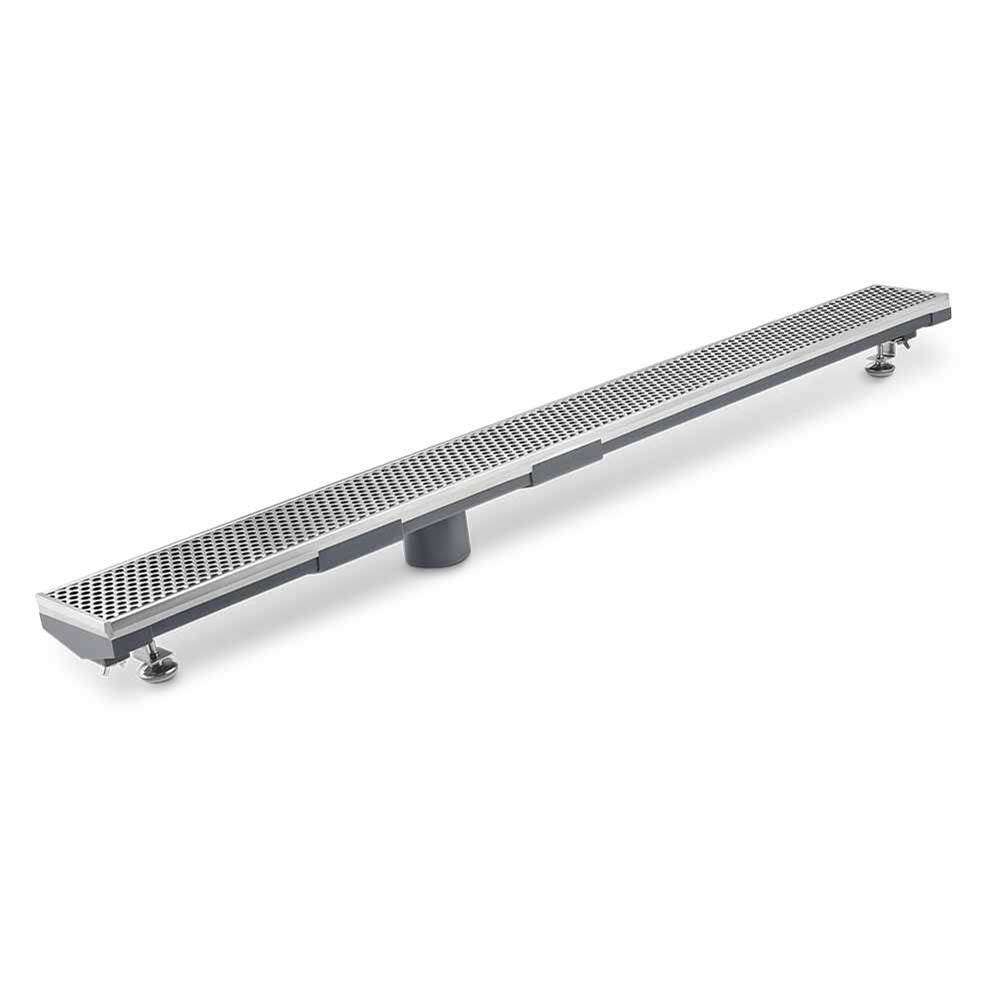 QM Drain Lagos Series. 96'' Adjustable Kit (3'' High Flow outlet):  Perforated Line. Polished