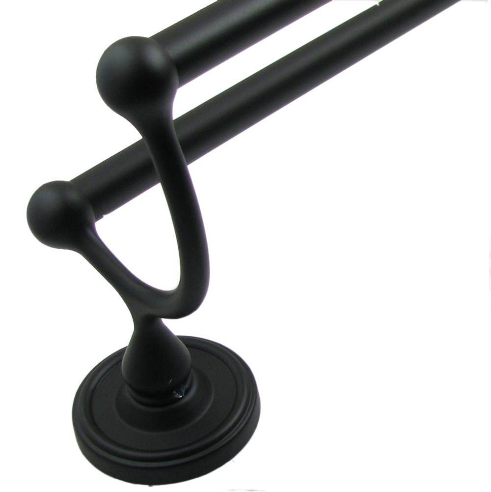 Rusticware Midtowne Traditional Round 24'' Double Towel Bar in Black